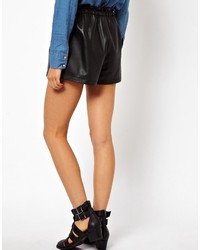 Asos Leather Shorts With High Waist Detail