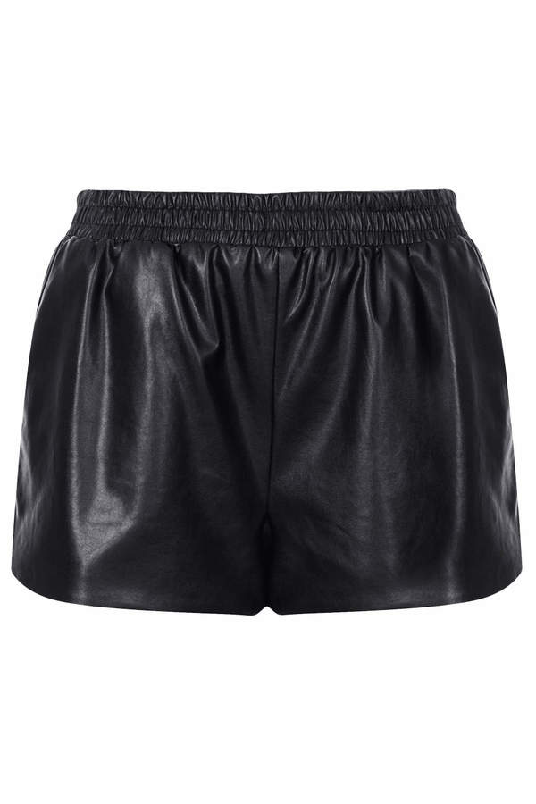 black leather runner shorts