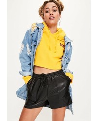 Missguided Black Faux Leather Utility Shorts