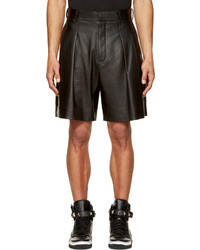 Givenchy Black Lamb Leather Pleated Shorts