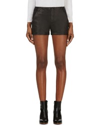 Raquel Allegra Black Leather Paneled Leather Shorts