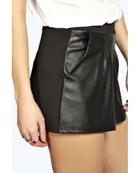 Boohoo Sophie Faux Leather Front High Waisted Short