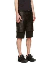 Dgnak By Kangd Black Leather Jersey Layered Shorts