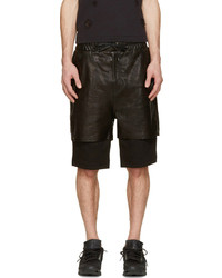 Dgnak By Kangd Black Leather Jersey Layered Shorts