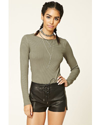 Forever 21 Faux Leather Lace Up Shorts