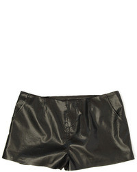 Faux Leather Low Rise Black Shorts