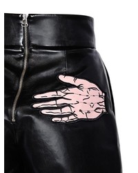 Faux Leather Shorts With Hand Patches