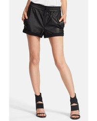 Helmut Lang Washed Leather Knit Shorts Black Small