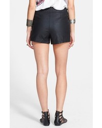 Free People High Rise Lace Up Faux Leather Shorts