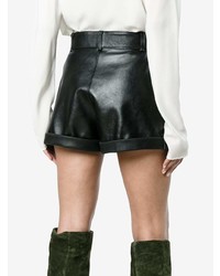 Saint Laurent High Waisted Leather Shorts