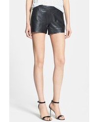 Joie Fenmore Leather Shorts Caviar 12