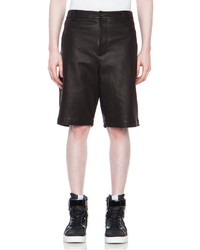 Alexander Wang Lambskin Leather Shorts In Black