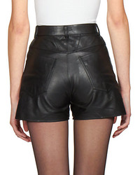 Saint Laurent Leather High Waist Shorts