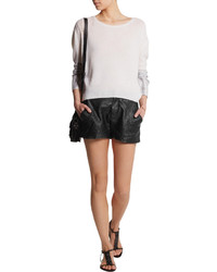 Raquel Allegra Leather Paneled Jersey Shorts