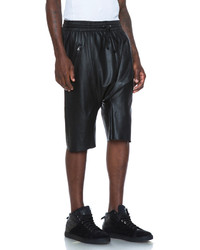 Lr Leather Drop Shorts In Black