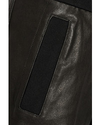 Norma Kamali Metallic Jersey Trimmed Leather Shorts