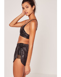 Missguided Active Black Faux Leather Sports Shorts