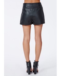 Missguided Amira High Waist Faux Leather Shorts Black
