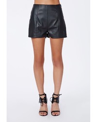 Missguided Amira High Waist Faux Leather Shorts Black