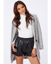 Missguided Anabelle Faux Leather Runner Shorts Black