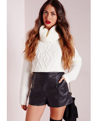 Missguided Croc Effect Faux Leather Shorts Black