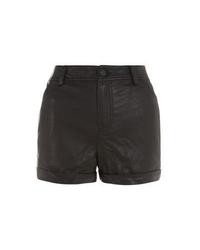 New Look Black Leather Look Shorts