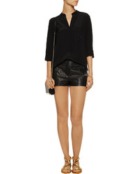 Just Cavalli Perforated Croc Effect Leather Shorts