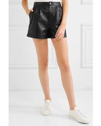 Frame Pleated Leather Shorts