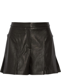 Tibi Pleated Leather Shorts