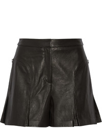 Tibi Pleated Leather Shorts