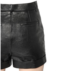 Saint Laurent High Waisted Nappa Leather Shorts