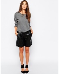 Sisley Shorts In Faux Leather Black