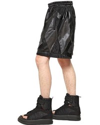 Kokon To Zai Techno Mesh Faux Leather Shorts