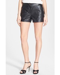 Ted Baker London Topstitched Leather Shorts Black 0
