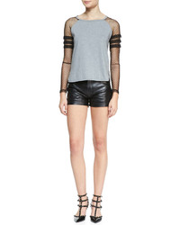 RED Valentino Vintage Effect Leather Shorts Black