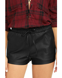 LuLu*s Whats In Black Vegan Leather Shorts