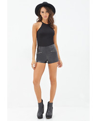 Forever 21 Zip Front Faux Leather Shorts