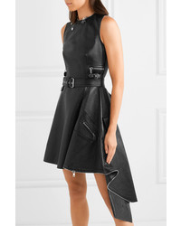 Alexander McQueen Asymmetric Textured Leather Mini Dress