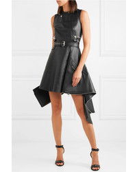 Alexander McQueen Asymmetric Textured Leather Mini Dress