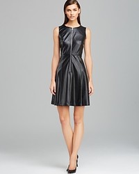 Calvin Klein Perforated Faux Leather Flare Dress