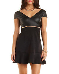 Charlotte Russe Faux Leather Fluted Skater Dress