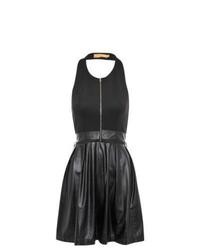 Dolly & Delicious New Look Black Halterneck Leather Look Panel Skater Dress