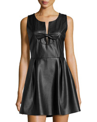 Madison Marcus Faux Leather Bow Front Dress Black