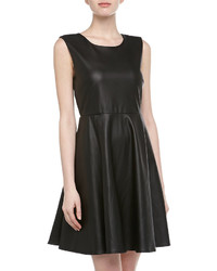 Romeo & Juliet Couture Faux Leather Fit And Flare Dress Black