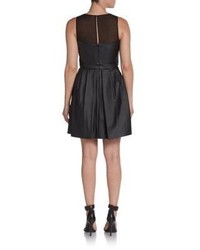 Ali Ro Faux Leather Illusion Fit And Flare Dress