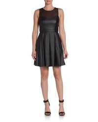 Ali Ro Faux Leather Illusion Fit And Flare Dress