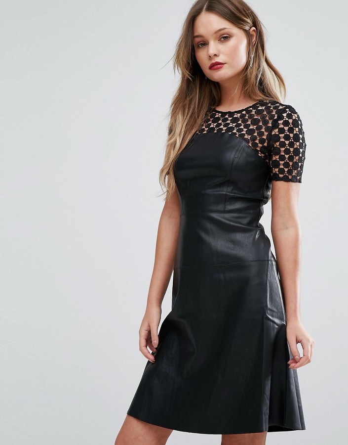Vero Moda Leather Dress With Lace $64 Asos | Lookastic