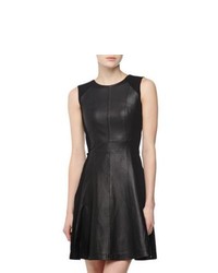 Neiman Marcus Leather Front Fit And Flare Dress
