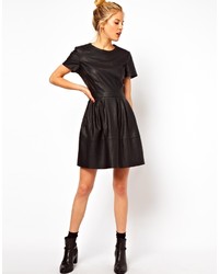Asos Skater Dress In Leather Look