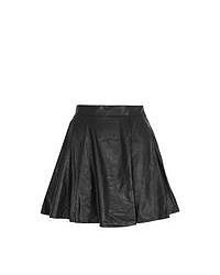 Black Leather Skater Skirt